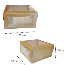 Cargar imagen en el visor de la galería, Caja para Pastel 25 x 25 x 13 cm con Ventana Frontal y Tapa.