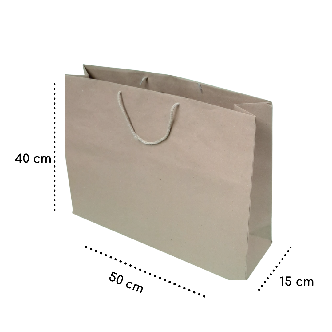 Bolsa Papel Kraft 50x44x15 cm., con Logo (100 Unidades) - enBox