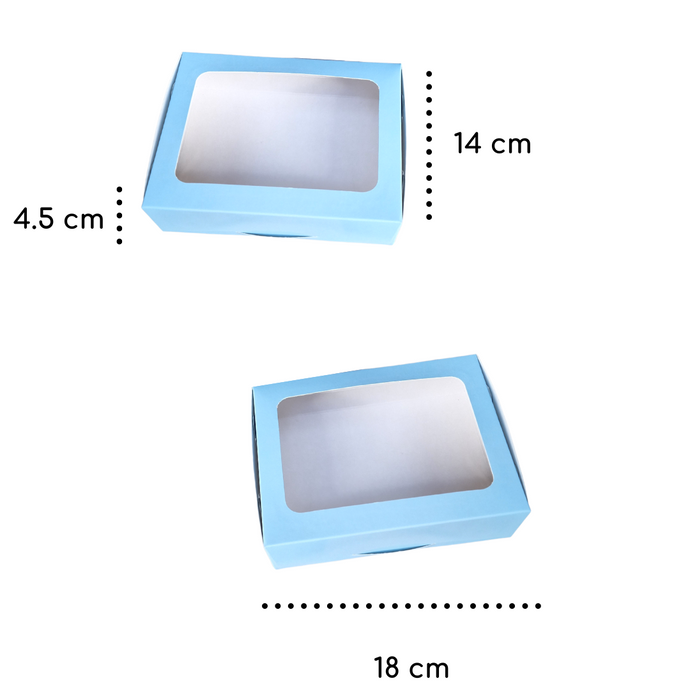 Caja Galleta Ventana Acetato Azul 18 x 14 x 4.5 cm