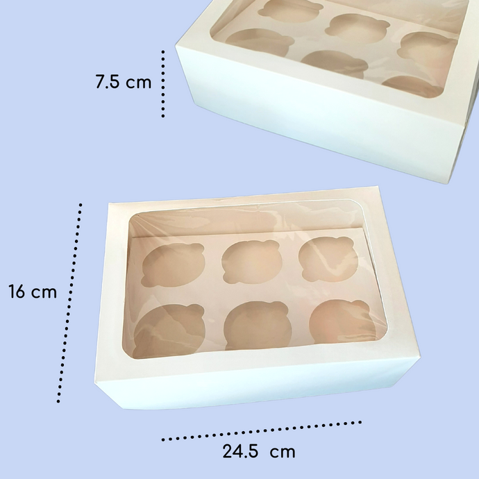 Caja Blanco para 6 Cupcakes con inserto