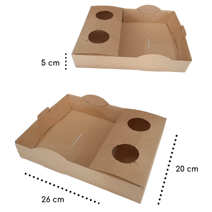 Charola para alimentos Kraft 26 x 20 x 5 cm