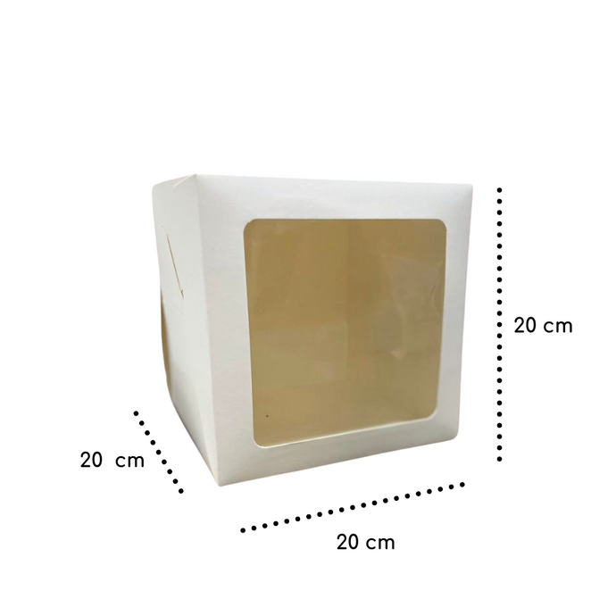 Caja para Pastel 20 cm Blanca con Ventana Frontal