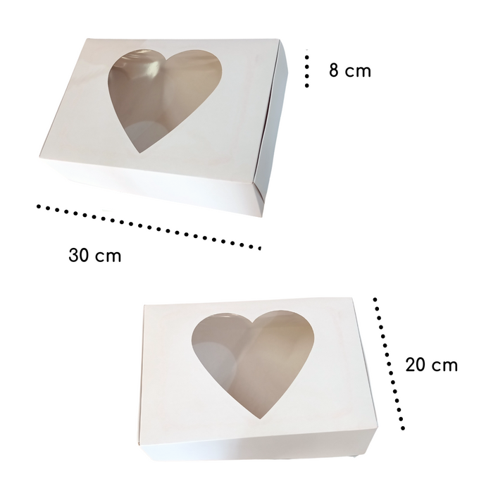 Caja Galleta Ventana Corazón 30 x 20 x 8 cm Blanca