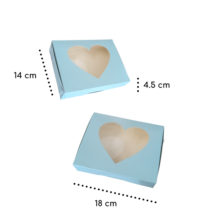 Caja Galleta Ventana Corazón  Acetato  18 x 14 x 4.5 cm Azul