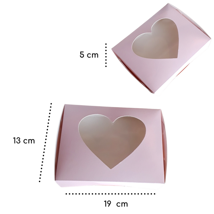 Caja Galleta Ventana Corazón  Acetato  18 x 14 x 4.5 cm Rosa