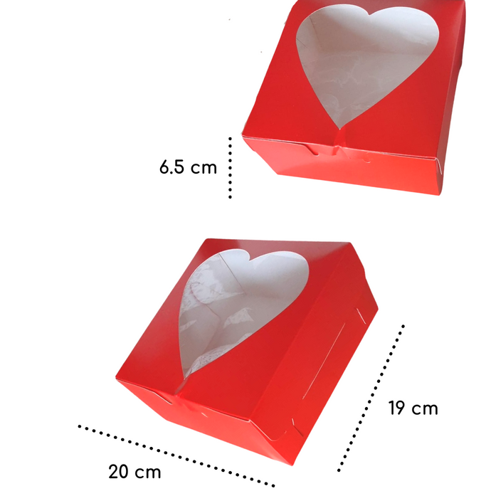 Caja Galleta Ventana Corazón 20 x 19 x 6.5 cm Roja